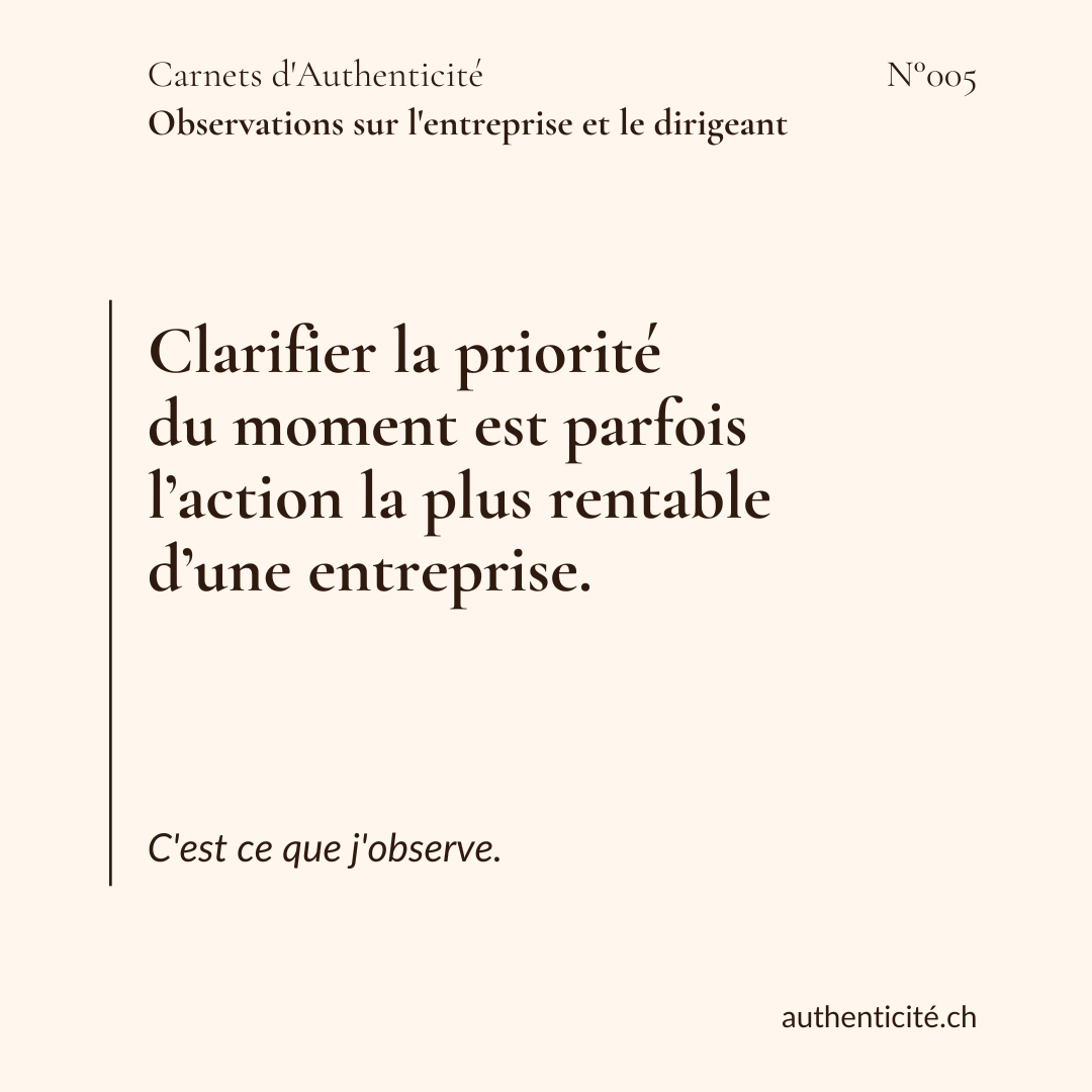 Clarifier la priorité du moment est parfois l'action la plus rentable d'une entreprise.