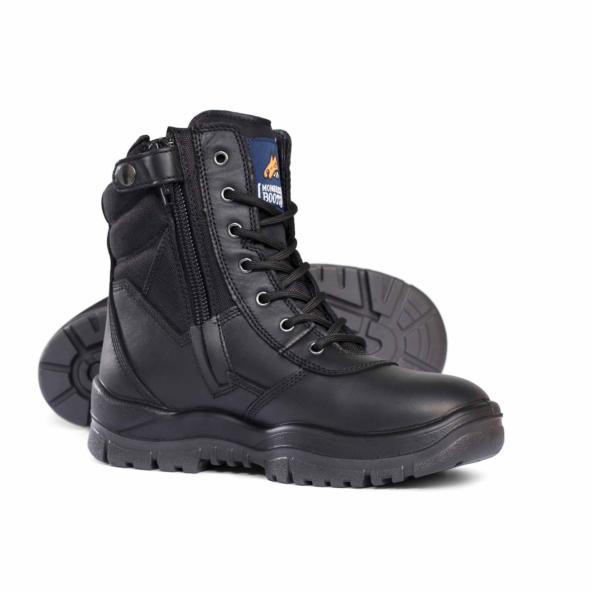 A Pair Of Brown Boots With Studs On The Heels On A White Background — Tableland Workwear In Tolga, QLD