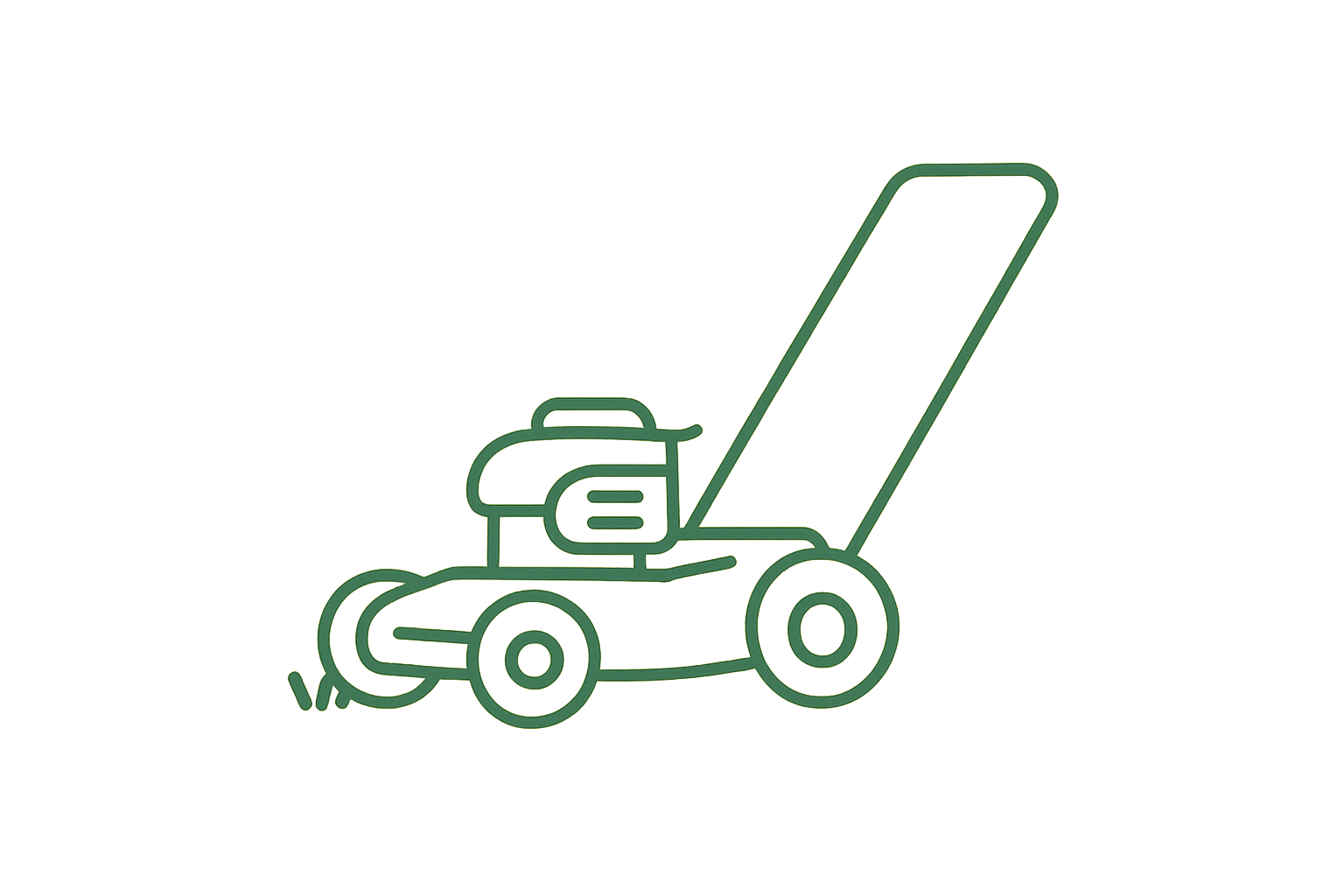 Green outline of a lawnmower.