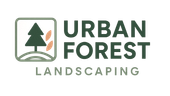 Logo: Green tree and sprig icon in square; 