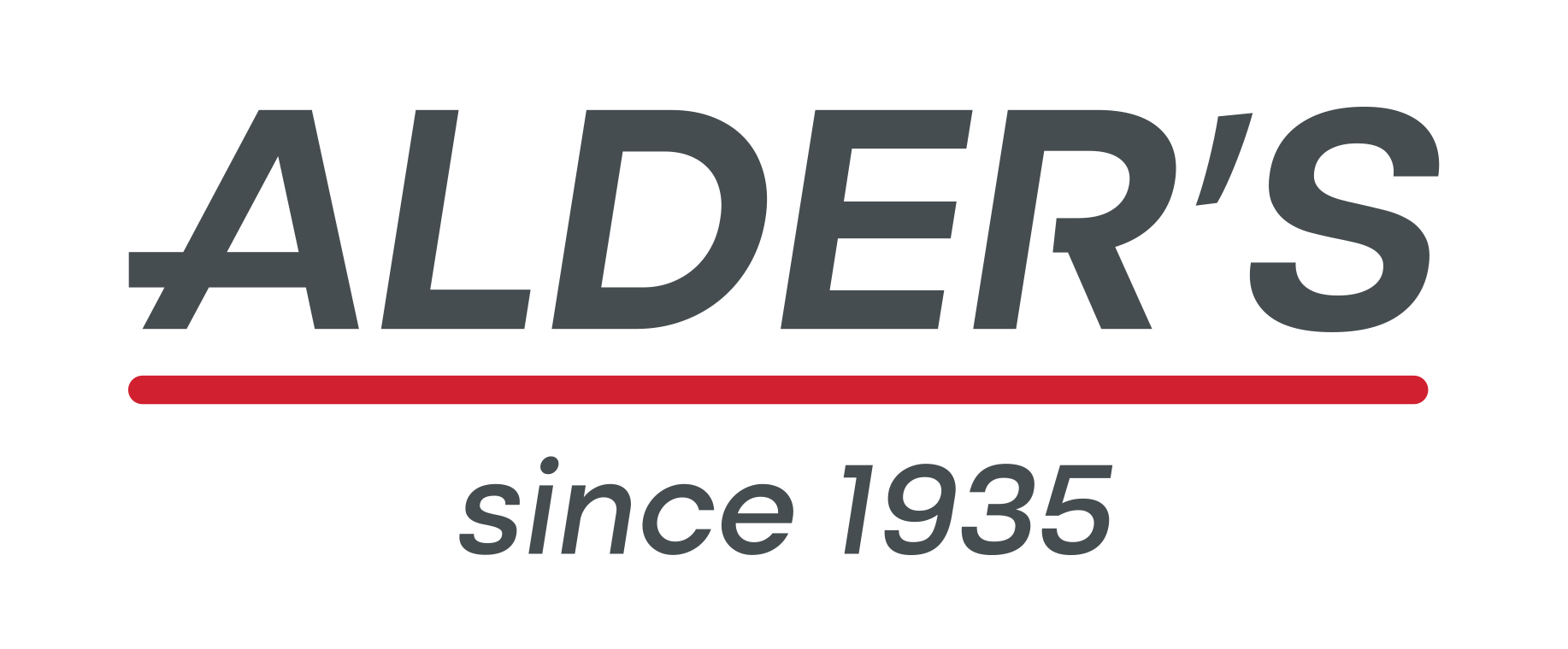 A logo for alder 's since 1935 on a white background.