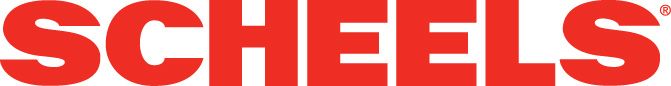 The word scheels is written in red on a white background.