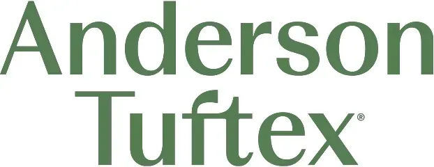 The logo for anderson tuffex is green and white on a white background.