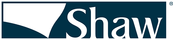 A blue and white shaw logo on a white background