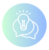 Lightbulb inside speech bubbles, idea generation.