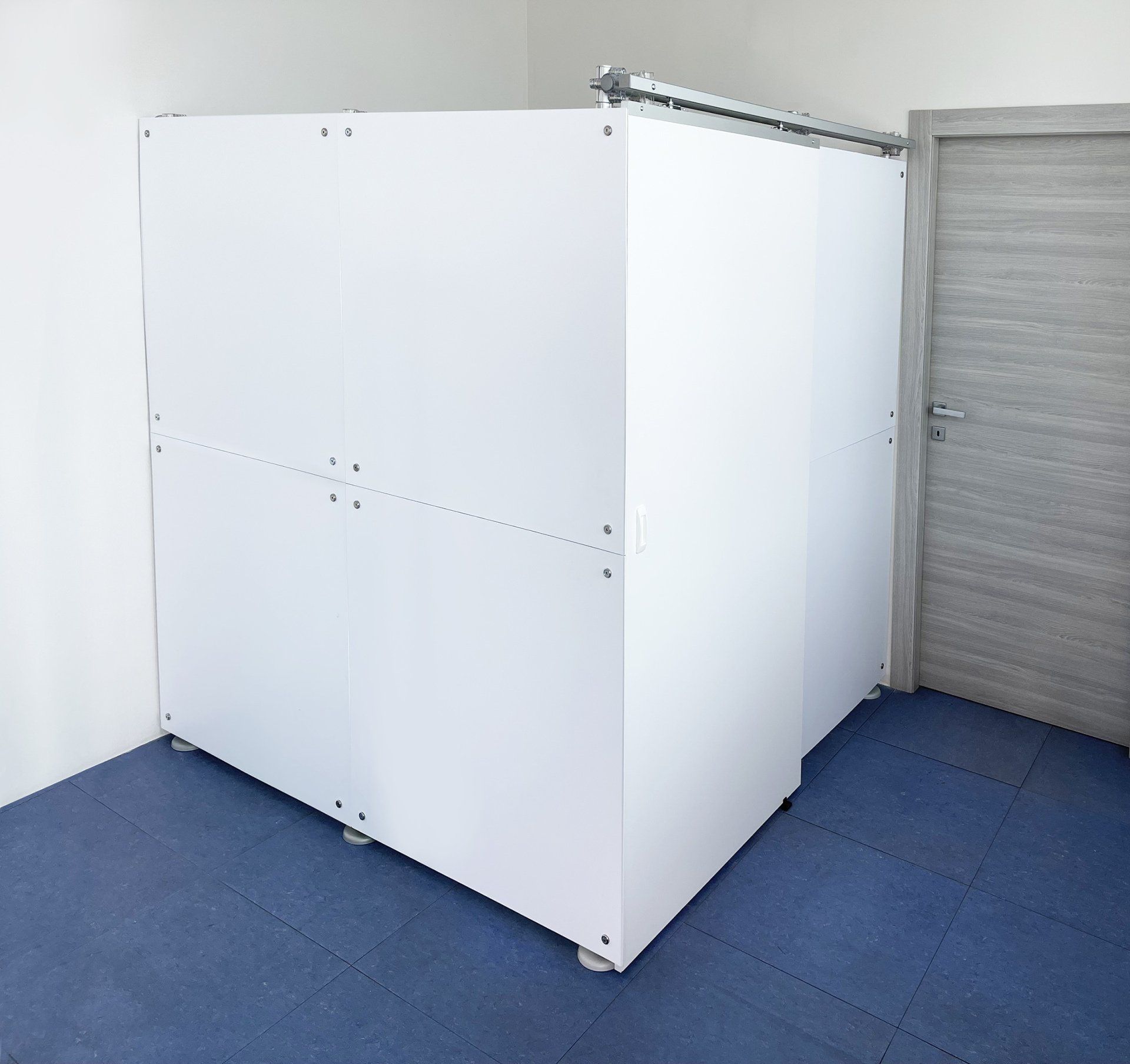 cabina de salón de belleza con puerta de cierre deslizante