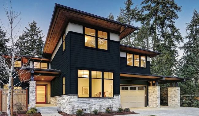 House overlooking water with double glazed windows in frame
