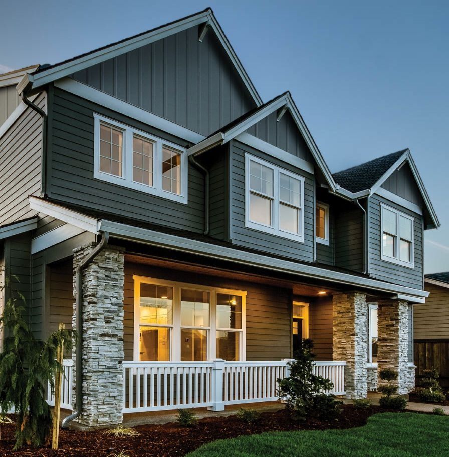 House overlooking water with double glazed windows in frame