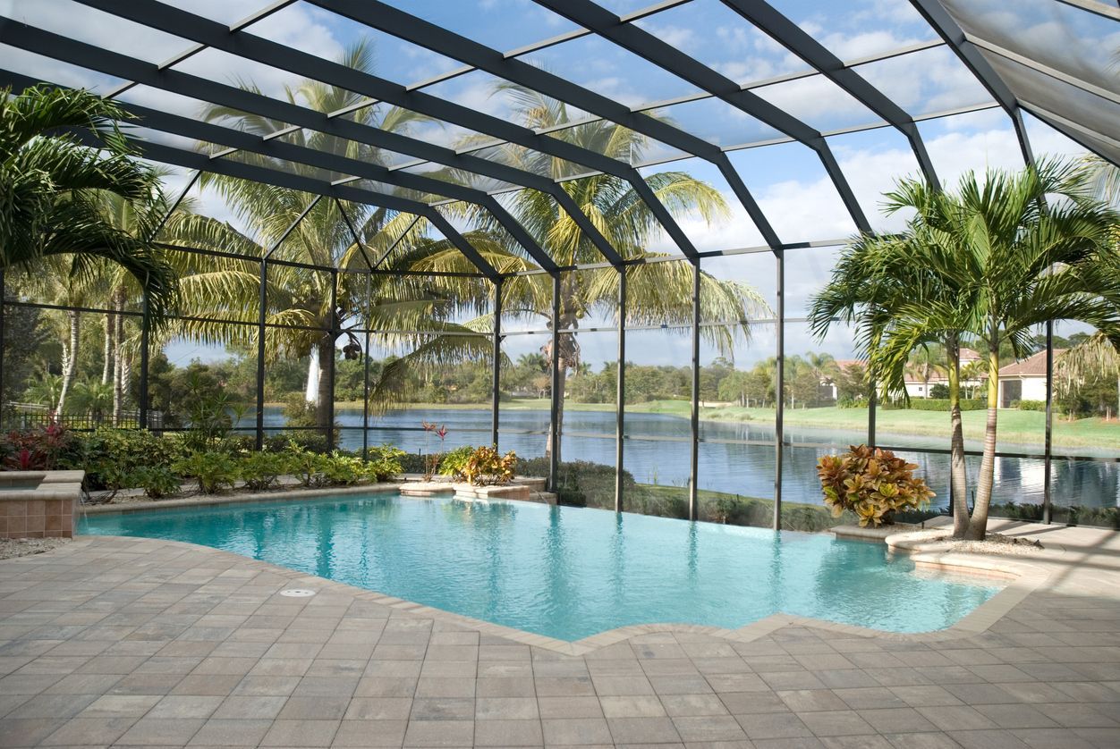 outdoor pool with chairs