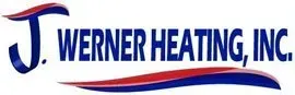 A blue and red logo for j. werner heating inc.