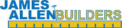 A blue and yellow logo for james allenbuilders