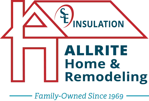 The logo for allrite home and remodeling is a house with a roof.