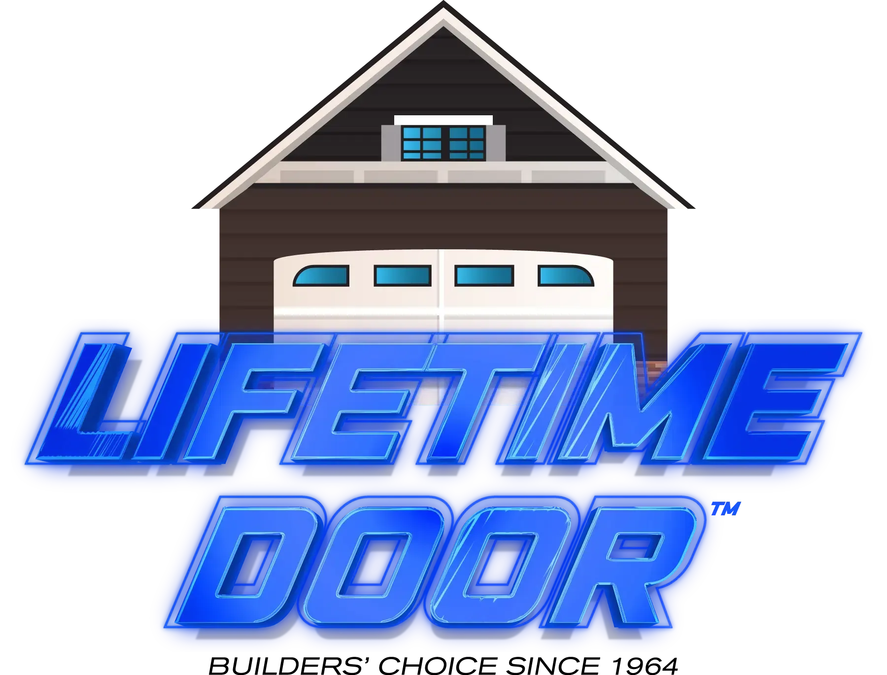 The logo for lifetime door builders choice since 1964