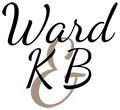A logo for ward kb with a shadow on a white background.