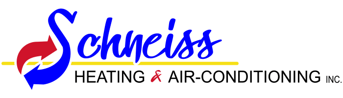 A logo for schneiss heating and air conditioning