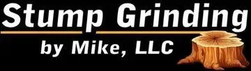 A logo for stump grinding by mike , llc