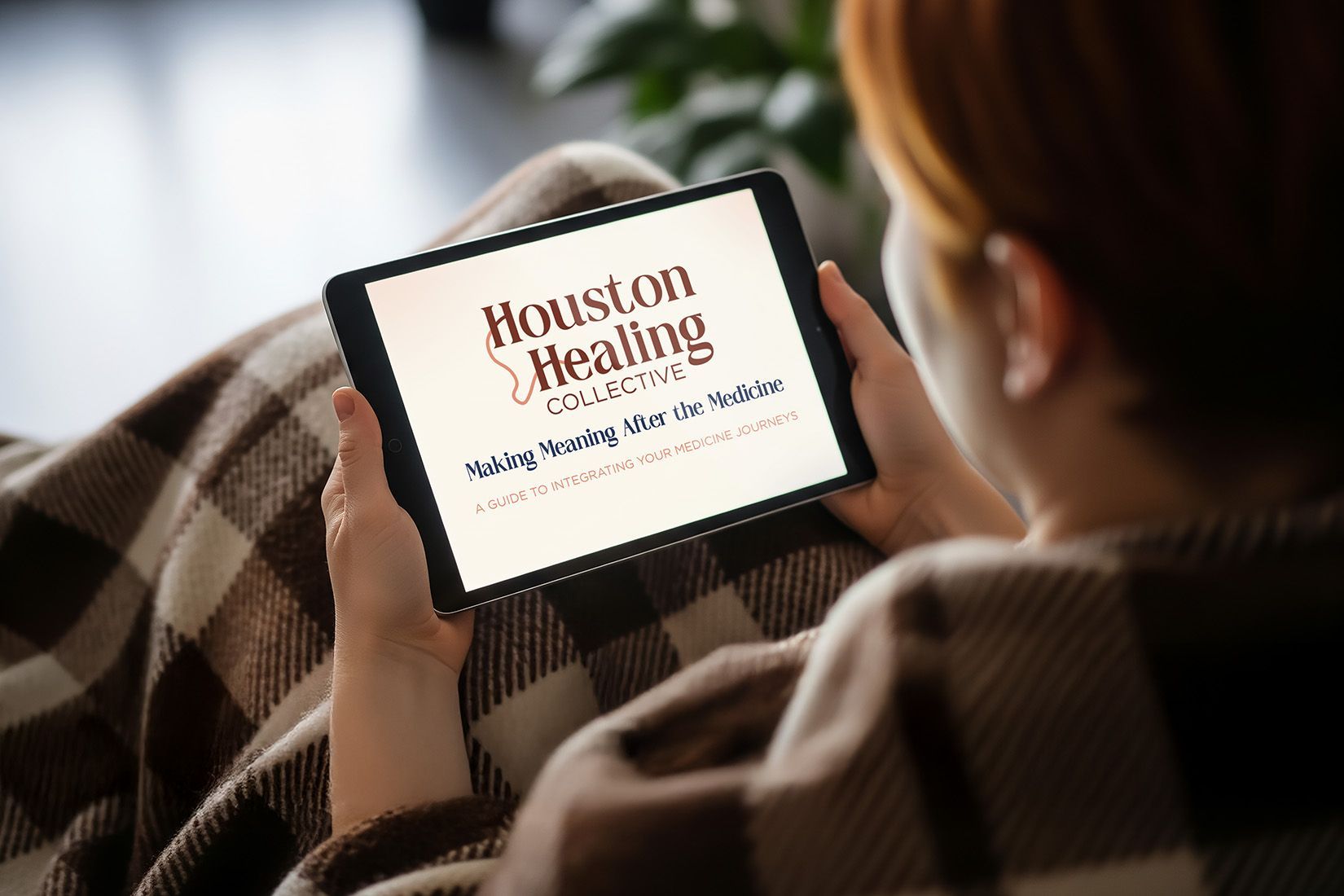 Woman reading free downloadable from Houston Healing
