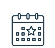 Icon of calendar with a star over one date