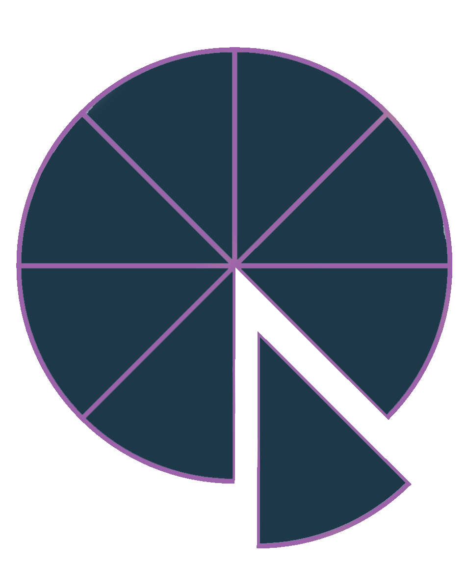 Navy blue and purple pie chart to represent fractional recruitment 