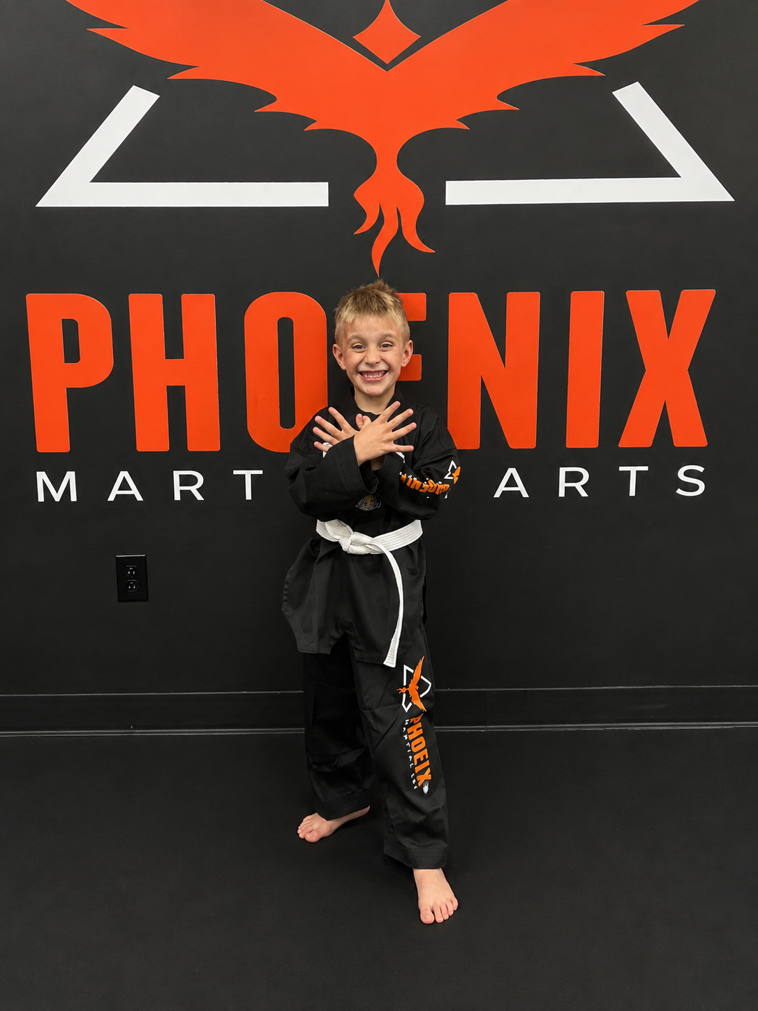 Easton as a beginner student at Phoenix Martial Arts