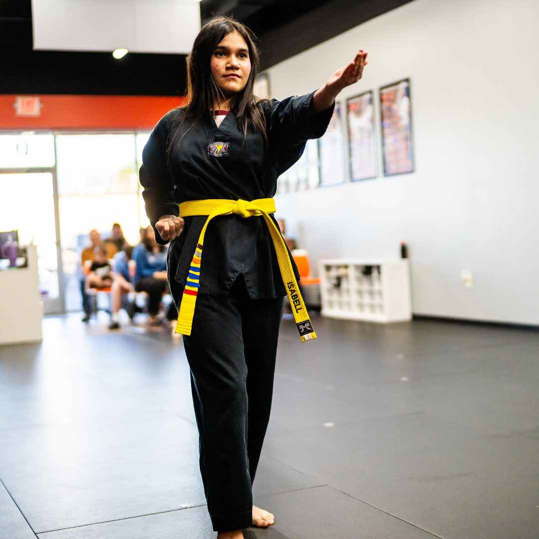 Adult martial arts student practicing a knife hand technique at Phoenix Martial Arts in Murfreesboro, TN