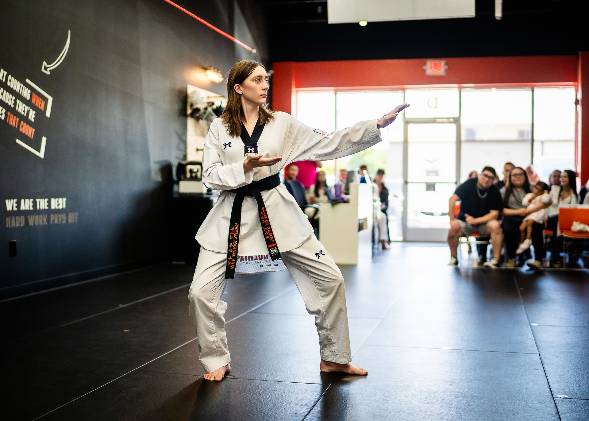 Adult martial arts student demonstrating a knife hand technique at Phoenix Martial Arts in Murfreesboro, TN