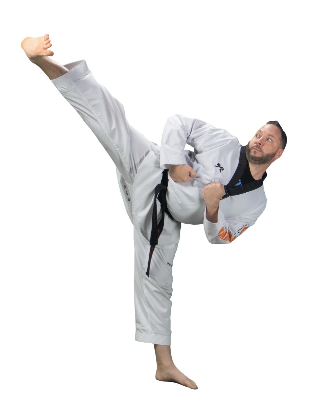 Phoenix Martial Arts owner and head instructor performing a side kick