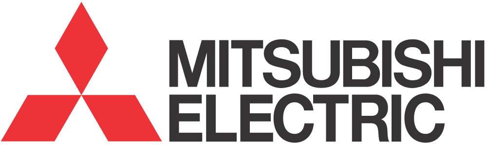 Mitsubishi Electric logo with red three-diamond symbol and black text on a white background