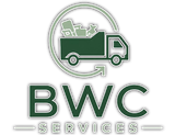 BWC Services logo with green truck icon and bold green text on white background
