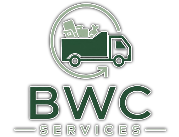 BWC Services logo with green truck icon and bold green text on white background