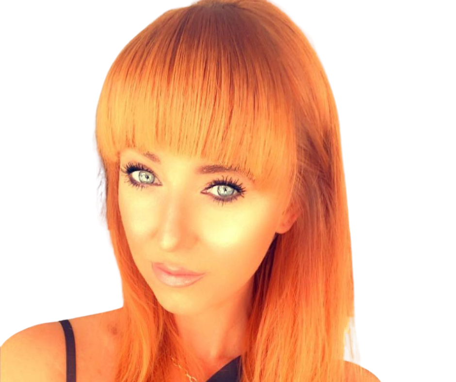 Singer with dark hair and band