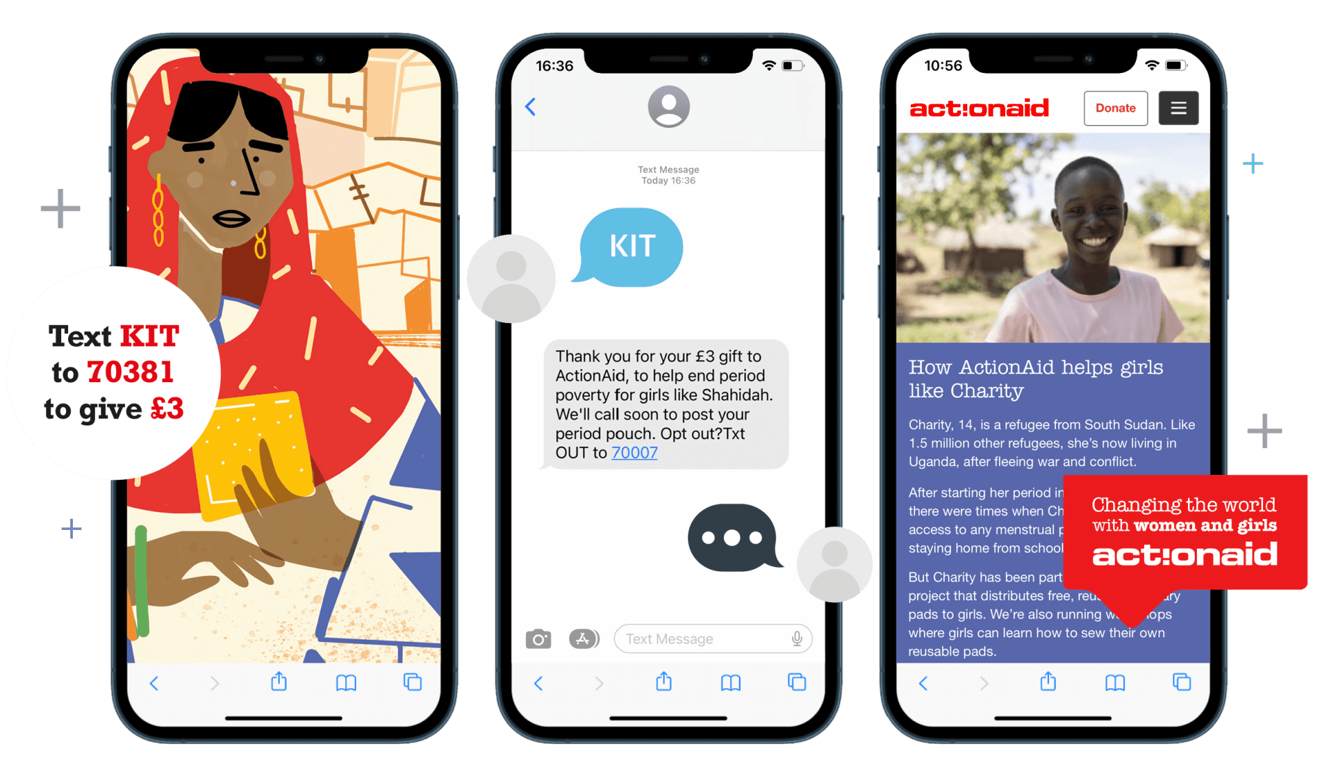 ActionAid text to give mobile screenshots