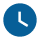 A blue circle with a white clock inside of it.