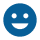 A blue smiley face with a big smile on it.