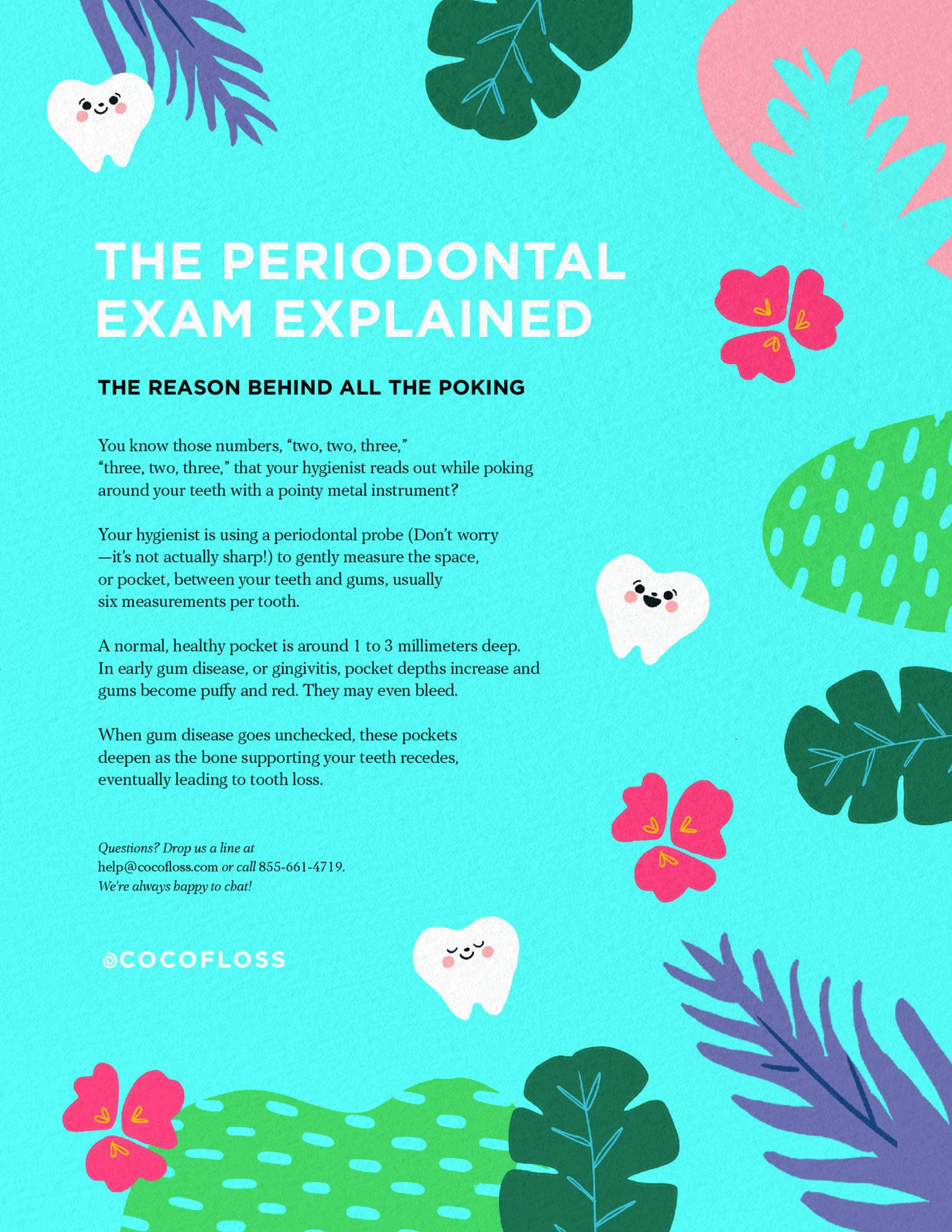 A poster that says the periodontal exam explained
