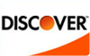 Discover credit card logo with orange sun and curved orange line.