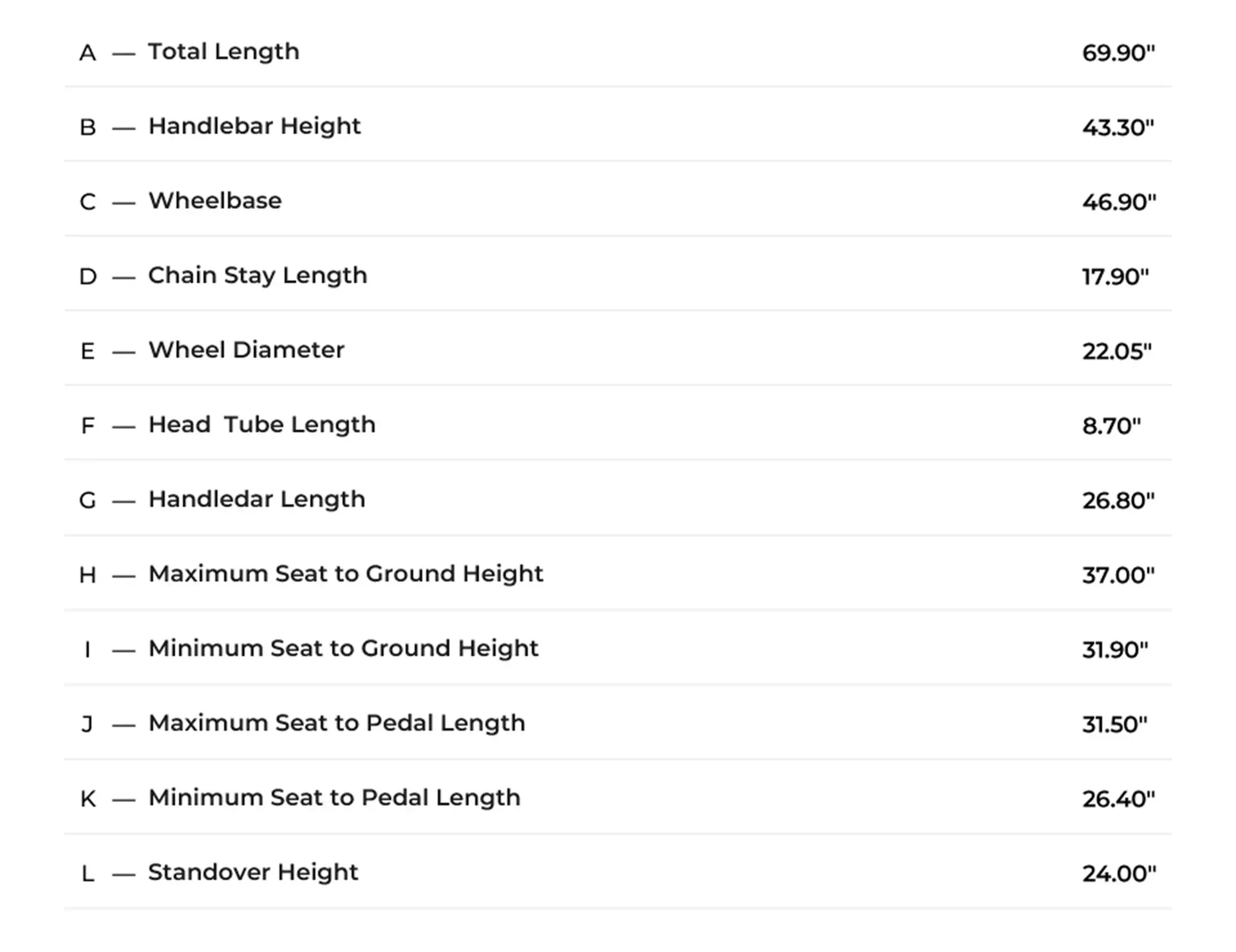 Chart of vehicle dimensions with labeled measurements in inches and feet.