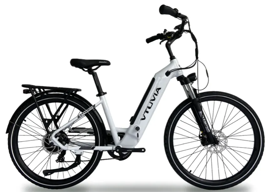 White Yuba electric cargo bike on a plain white background