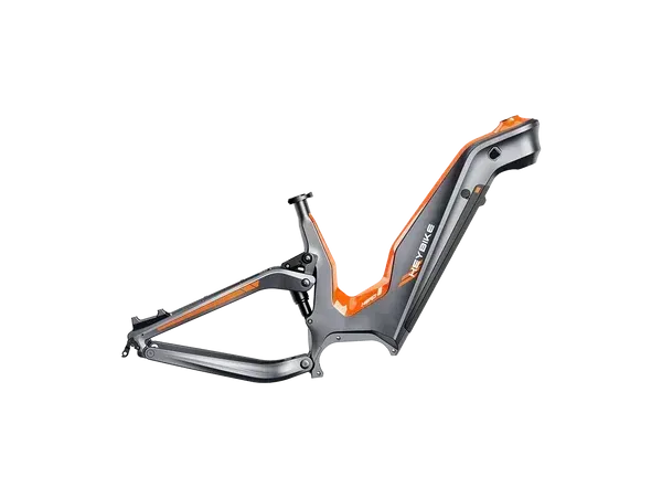 Gray and orange bicycle frame on a white background