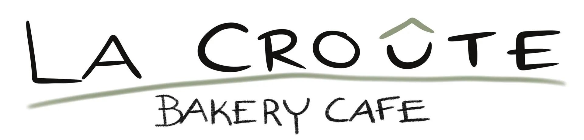 La Croûte Bakery Cafe logo with stylized black text and a beige underline on a white background