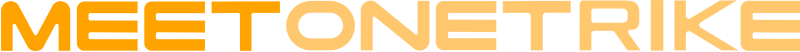 Orange “MEET ONE TRIKE” logo with stylized text and a bike wheel icon on white background