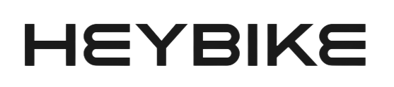 Black HEYBIKE logo on a white background