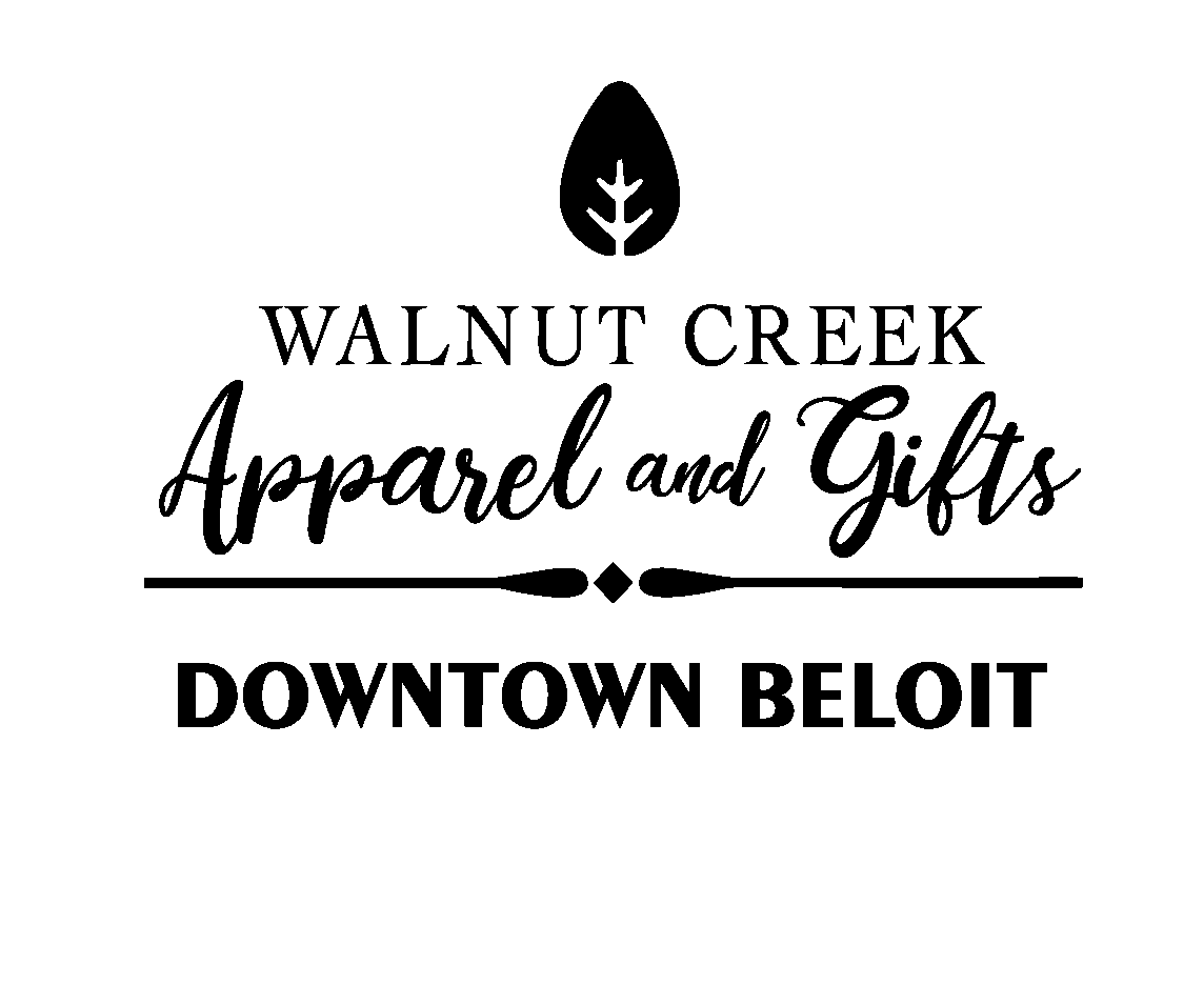 Walnut Creek Apparel and Gifts logo with leaf icon and Downtown Beloit text