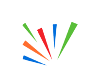 Five colored diagonal bars radiating upward on a white background