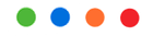 Four colored dots in a row: green, blue, orange, and red on a white background.