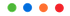 Four colored dots in a row: green, blue, orange, and red on a white background.
