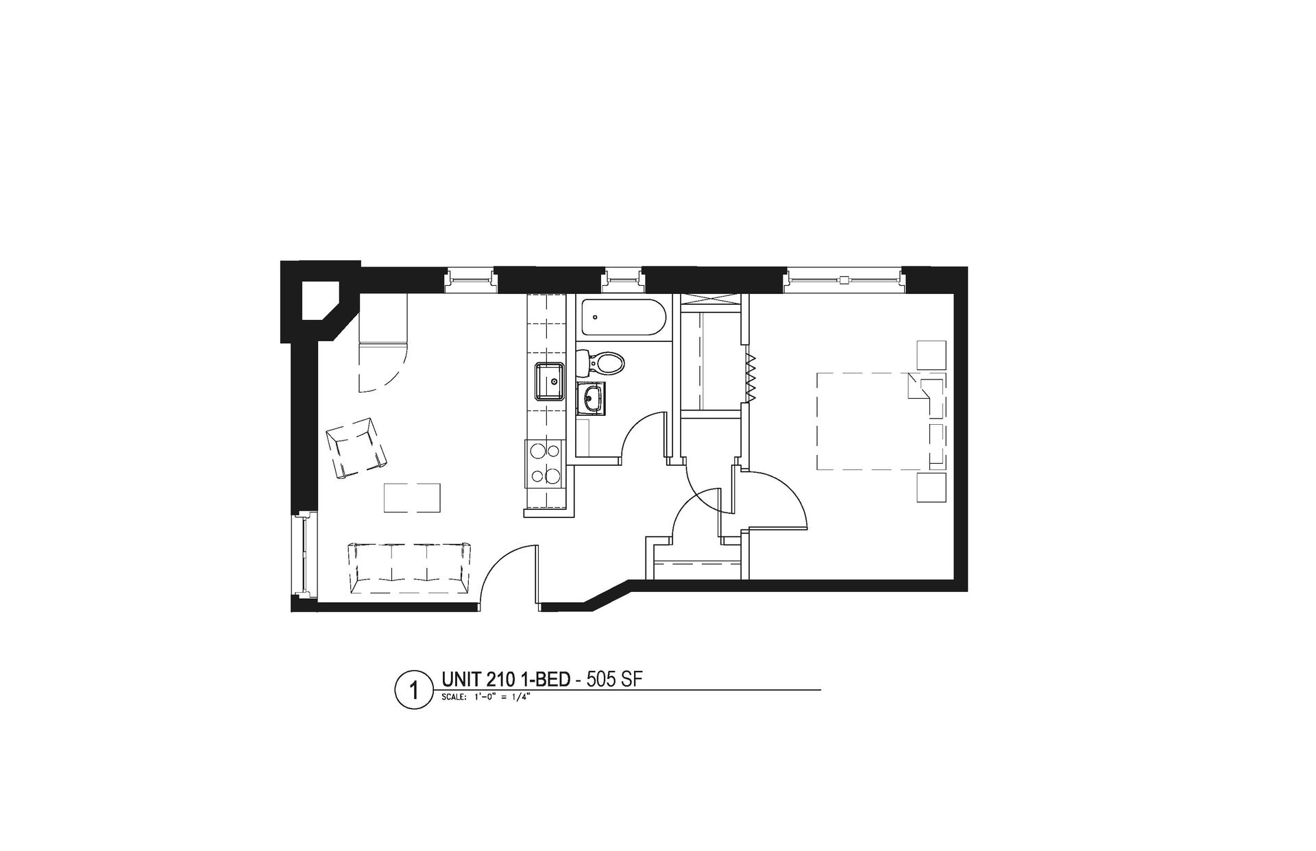 480 Square Feet Studio Dinette Floor Plan