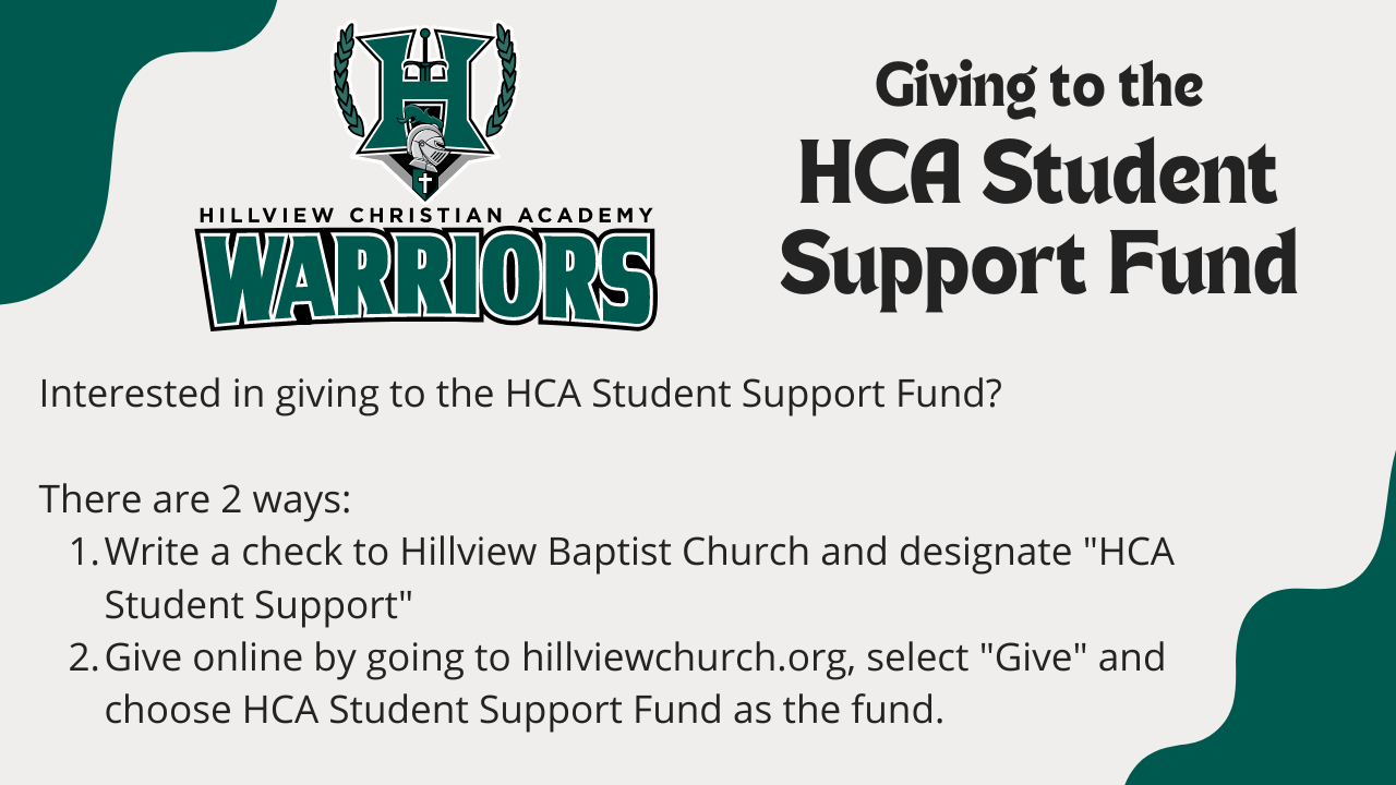 An advertisement for the hca student support fund