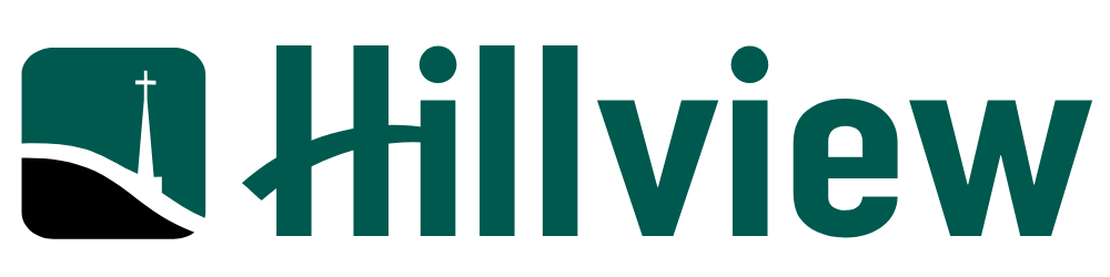 A logo for hillview is shown on a white background