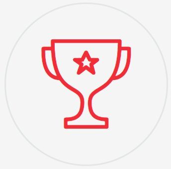 Un dibujo de línea roja de un trofeo con una estrella en él.